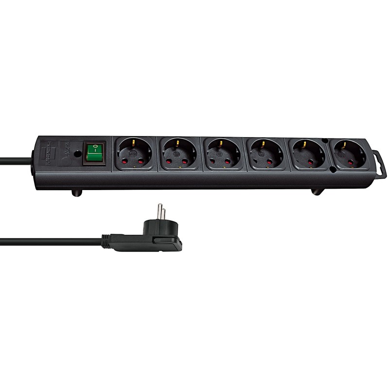 Brennenstuhl 1153300100, 2 m, Intérieure, Noir, 6 sortie CA, 420 mm, Noir
