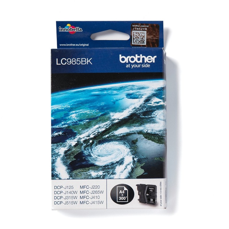 Brother LC985BK - Cartouche d'encre originale – Noir, Noir, Encre à pigments, 1 pièce, 300 pages, Paquet unique