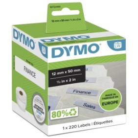 Dymo LW étiquettes autocollantes authentiques pour dossier suspendu | 12 mm x 50 mm | rouleau de 220 étiquettes faciles à décoller | pour les étiqueteuses LabelWriter, Blanc, Imprimante d'étiquette adhésive, Papier, Permanent, Rectangle