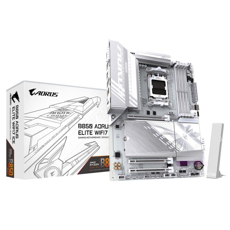 Gigabyte B850 AORUS ELITE WIFI7 ICE Carte Mère - AMD Ryzen 9000 Series CPUs