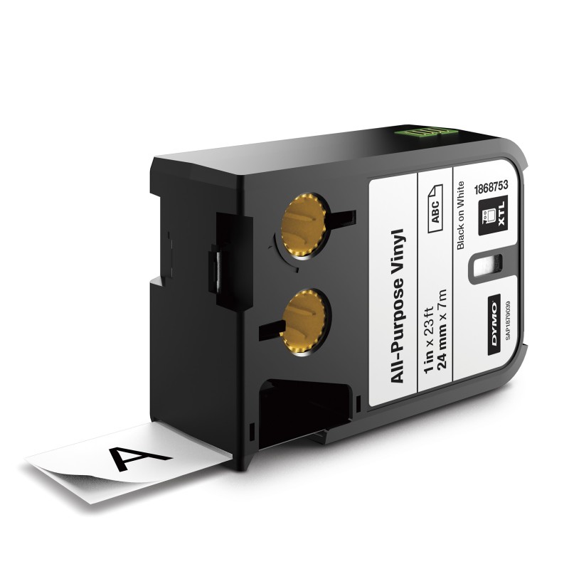 Dymo XTL Cassette d'étiquettes multi usage en vinyle 24 mm x 7 m Noir sur Blanc, Noir sur blanc, Noir, Transfert thermique, Vinyl, Belgique, -40 - 60 C