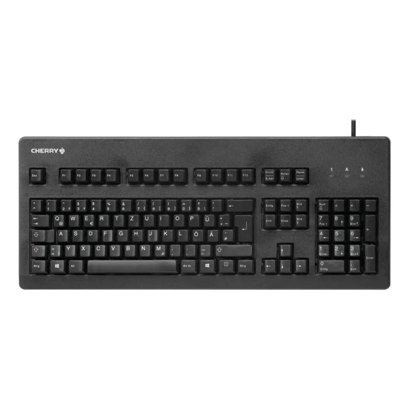 Cherry G80-3000, Taille réelle 100 %, Avec fil, USB, QWERTZ, Noir