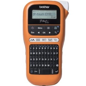 Brother PT-E110 - étiqueteuse professionnelle, QWERTY, HGeTZe, Transfert thermique, 180 x 180 DPI, 20 mmsec, Noir, Orange