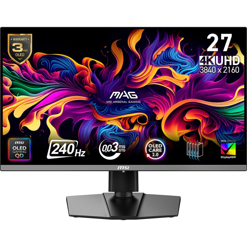 MSI MAG 272UP QD-OLED X24, 67,3 cm 26.5", 3840 x 2160 pixels, 4K Ultra HD, QD-OLED, 0,03 ms, Noir