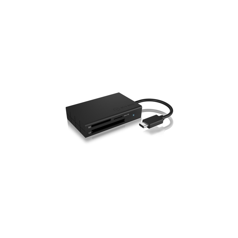 ICY BOX IB-CR401-C3, CF, MicroSD , MicroSDHC, MicroSDXC, SD, SDHC, SDXC, Noir, 5000 Mbits, Aluminium, Plastique, USB 3.2 Gen 1 3.1 Gen 1 Type-C, 77 mm