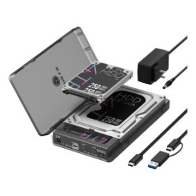 ICY BOX IB-3882MSCL-CU31, Boîtier disque durSSD, M.22.5"3.5", SATA, M.2, 10 Gbits, Connectivité USB, Noir
