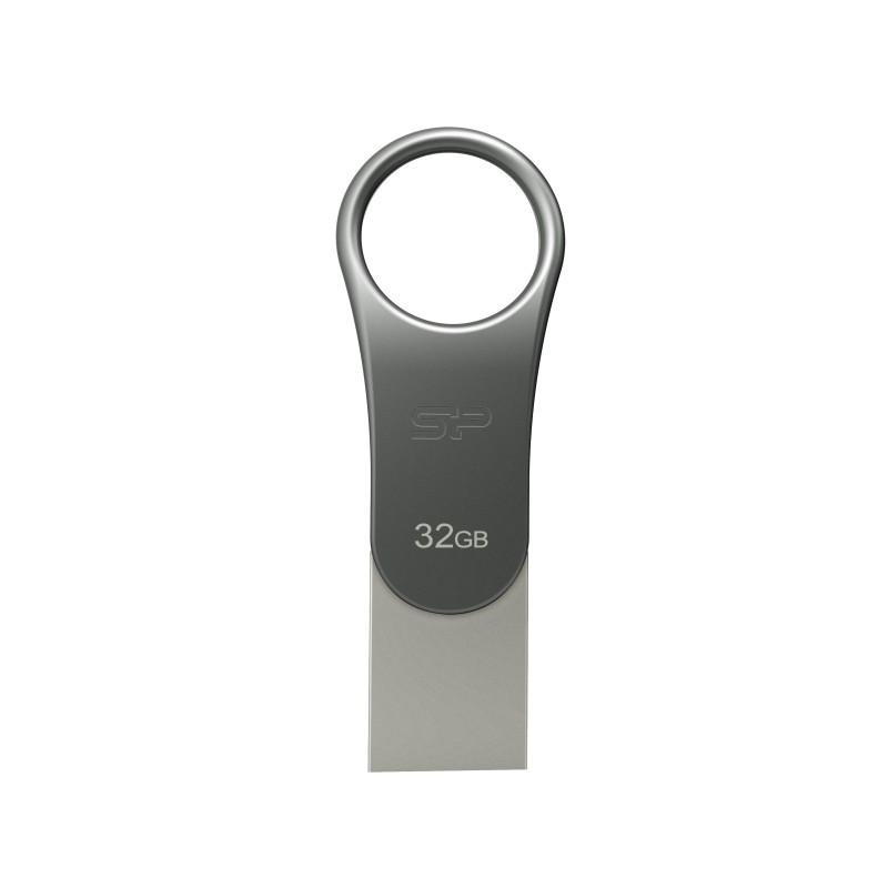 Silicon Power Mobile C80, 32 Go, USB Type-A USB Type-C, 3.2 Gen 1 3.1 Gen 1, Sans capuchon, 8 g, Titane