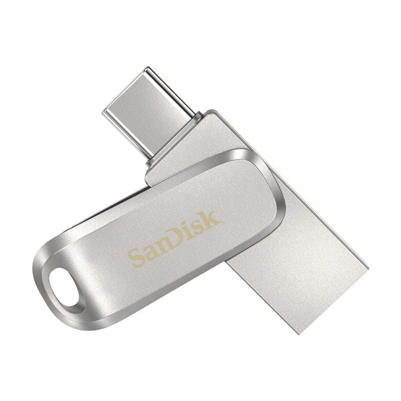 SanDisk Ultra Dual Drive Luxe, 128 Go, USB Type-A USB Type-C, 3.2 Gen 1 3.1 Gen 1, 150 Mos, Pivotant, Acier inoxydable
