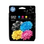HP 912 Pack de 4 cartouches d'encre NoirCyanMagentaJaune authentiques, Rendement standard, Noir, Cyan, Magenta, Jaune, Encre à pigments, Encre à pigments, 6,5 ml, 4 ml