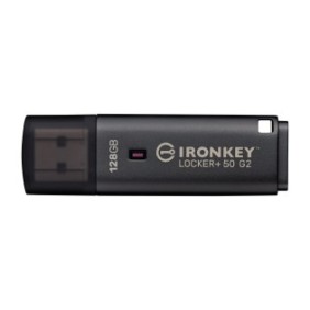 Kingston IronKey 128 Go Locker Plus 50 G2, FIPS 197, AES-256, 128 Go, USB Type-A, 3.2 Gen 1 3.1 Gen 1, 145 Mos, Casquette, Noir