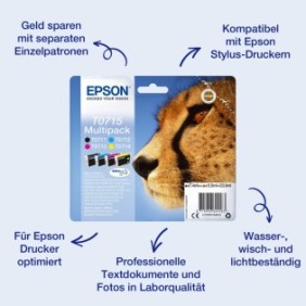 Epson Cheetah Singlepack Black T0711 DURABrite Ultra Ink, Rendement standard, Noir, Encre à pigments, 7,4 ml, 1 pièce, Paquet unique