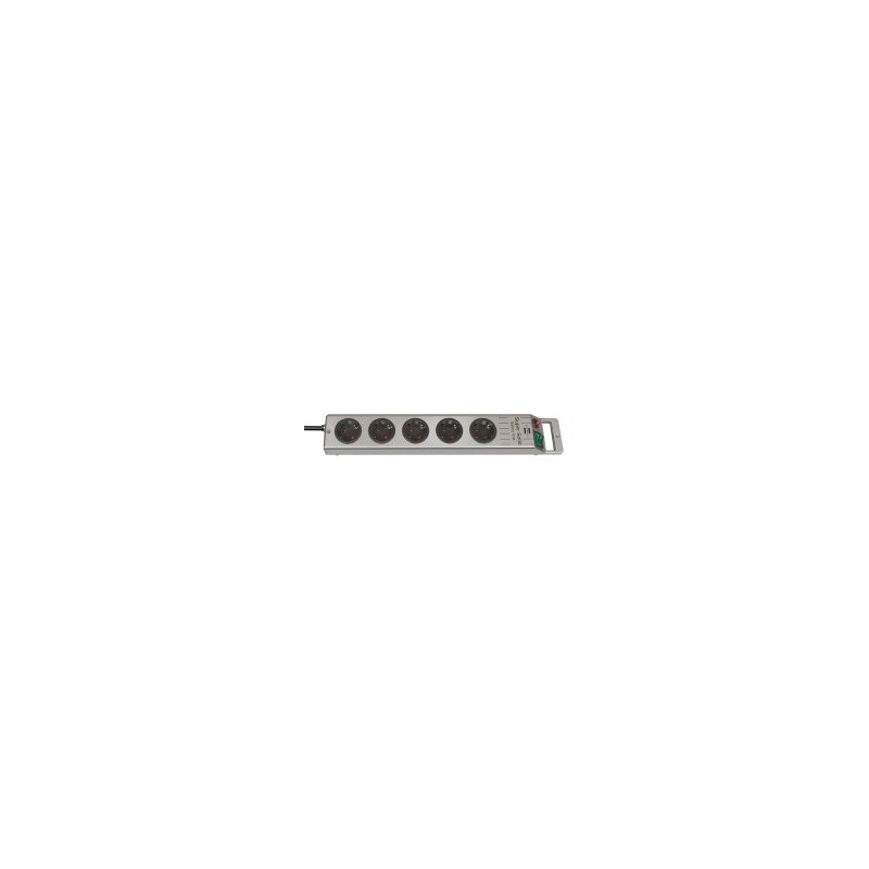 Brennenstuhl Super-Solid Line, 5 sortie CA, Argent, 2,5 m, 400 mm, 100 mm, 70 mm