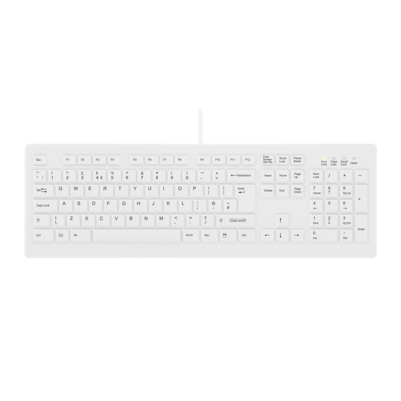 Cherry Contour Design Active Key AK-C8100F-UVS-WUK, Taille réelle 100 %, Avec fil, USB, Commutateur de touche « ciseaux », QWERTY, Blanc