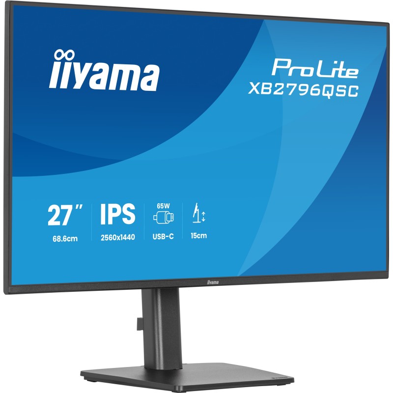 Iiyama ProLite XB2796QSC-B1, 68,6 cm 27", 2560 x 1440 pixels, Quad HD, LED, 4 ms, Noir
