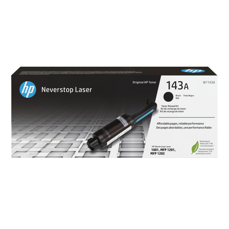 HP Kit de recharge de toner laser noir 143A Neverstop authentique, 2500 pages, Noir, 1 pièce