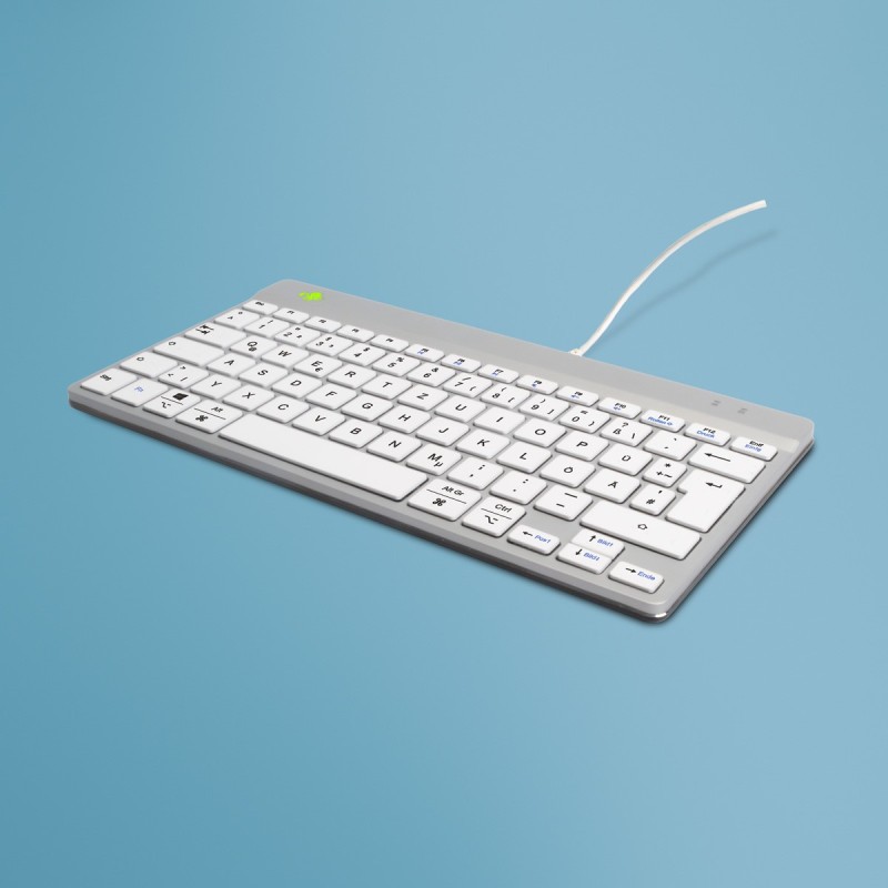 R-Go Tools Clavier ergonomique R-Go Compact Break, clavier compact avec logiciel de pause,QWERTZ , Filaire, blanc, Mini, Avec fil, USB, Commutateur de touche « ciseaux », QWERTZ, Blanc