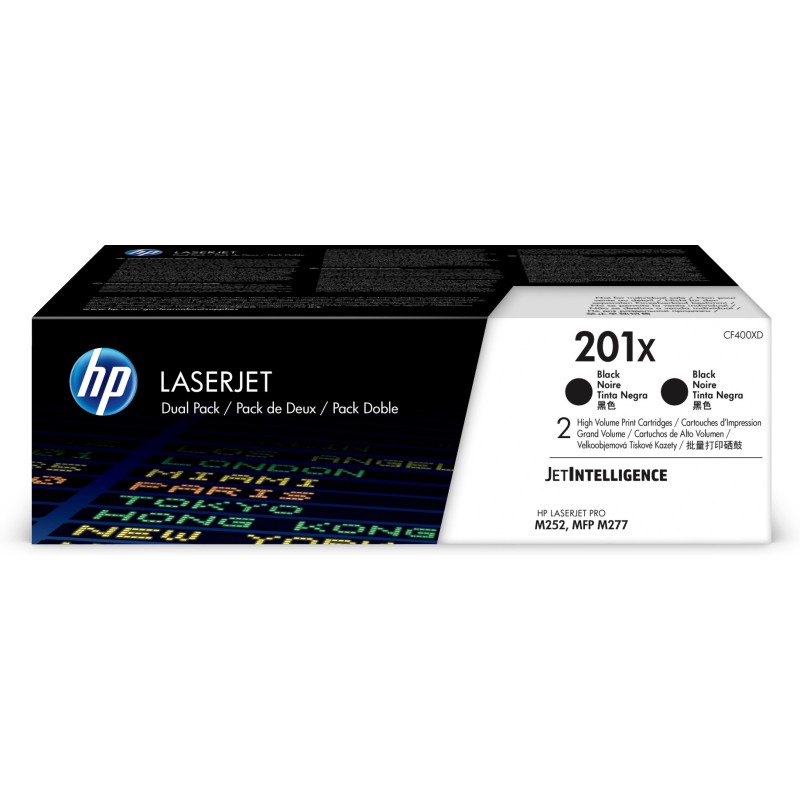 HP 201X LaserJet, lot de 2 cartouches de toner grande capacité authentiques, noir, 5600 pages, Noir, 2 pièce