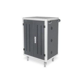 DIGITUS Armoire de charge mobile pour 30 ordinateurs portables tablettes, USB- C, Module de charge et de gestion, Noir, Sol, 41,5 cm, Double, Ouverture latérale