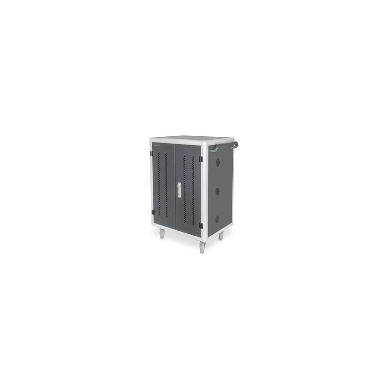 DIGITUS Armoire de charge mobile pour 30 ordinateurs portables tablettes, USB- C, Module de charge et de gestion, Noir, Sol, 41,5 cm, Double, Ouverture latérale