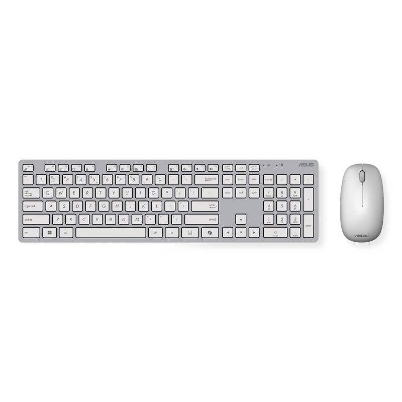 ASUS W5000, Taille réelle 100 %, Sans fil, RF sans fil, Interrupteur à clé optique, Blanc, Souris incluse