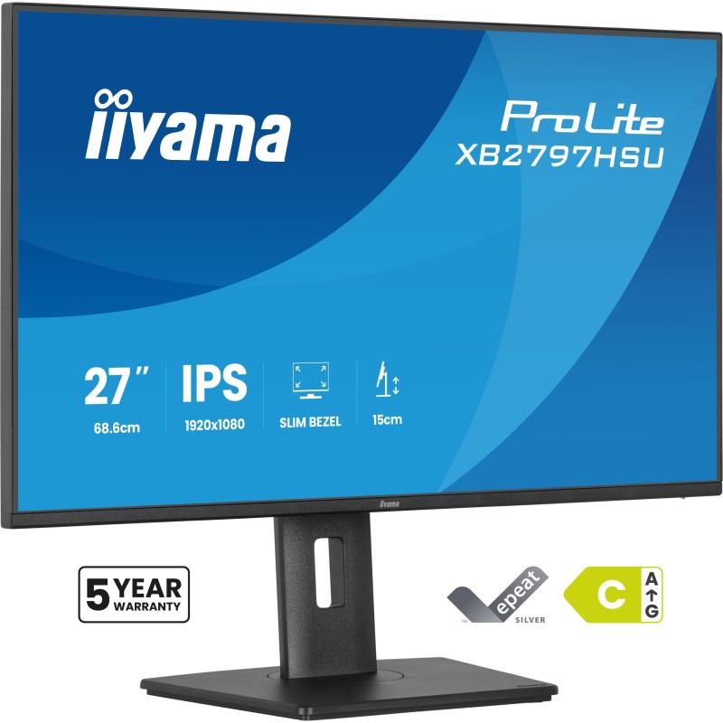 Iiyama ProLite XB2797HSU-B1, 68,6 cm 27", 1920 x 1080 pixels, Full HD, LED, 4 ms, Noir