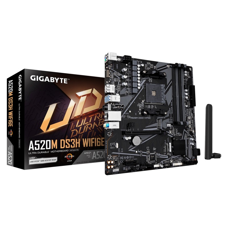 Gigabyte A520M DS3H WIFI6E Carte Mère – Compatible avec les processeurs AMD Ryzen 5000 Series AM4