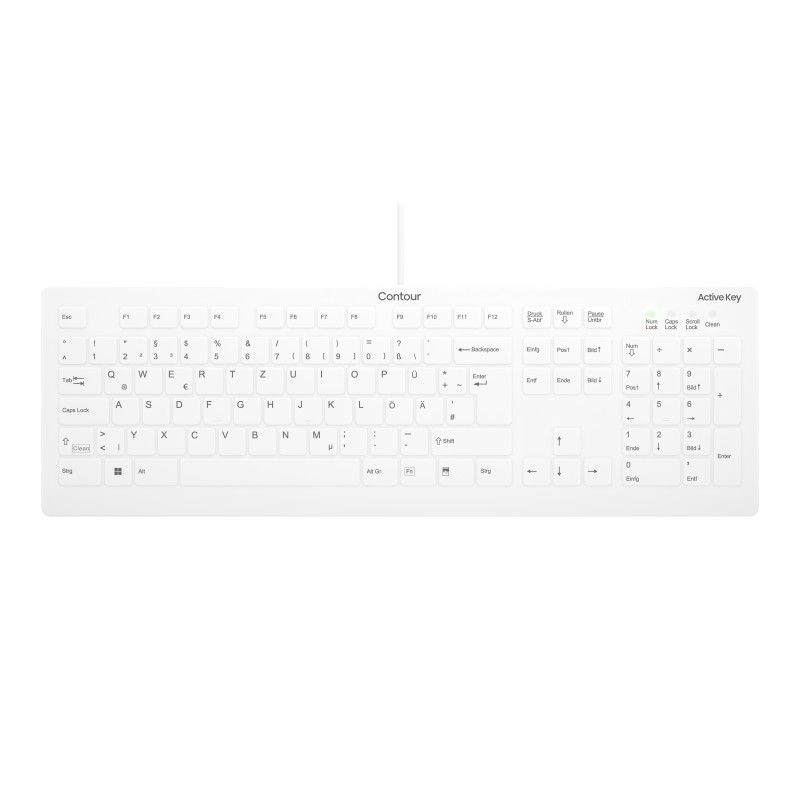 Cherry Contour Design Active Key AK-C8112, Taille réelle 100 %, Avec fil, USB, Commutateur de touche « ciseaux », QWERTZ, Blanc