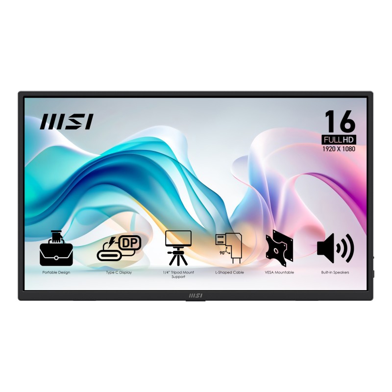 MSI PRO MP165 E6, 39,6 cm 15.6", LED, 1920 x 1080 pixels, Full HD, 16:9, 4 ms