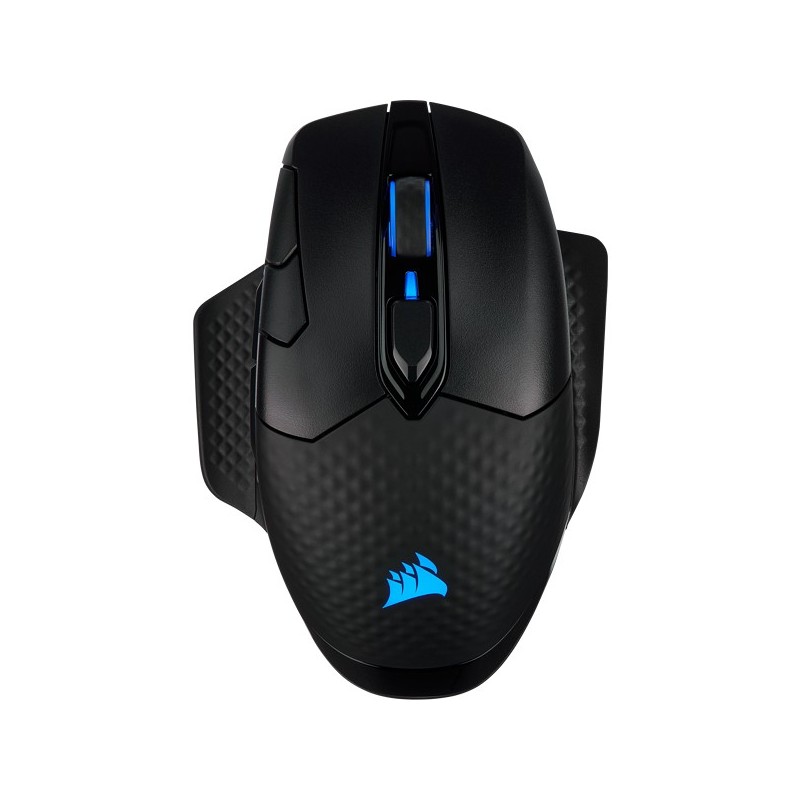 Corsair DARK CORE RGB PRO, Droitier, Optique, RF Wireless + Bluetooth + USB Type-A, 18000 DPI, Noir