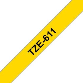 Brother TZE-611, Noir sur jaune, TZe, Gris, Transfert thermique, Chine, 5 année