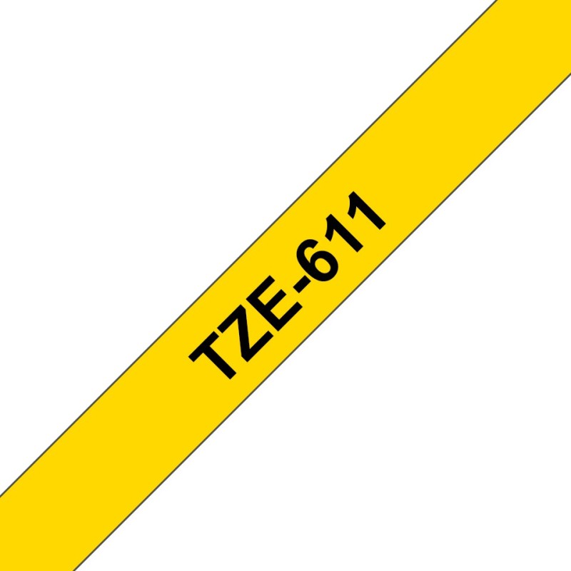 Brother TZE-611, Noir sur jaune, TZe, Gris, Transfert thermique, Chine, 5 année