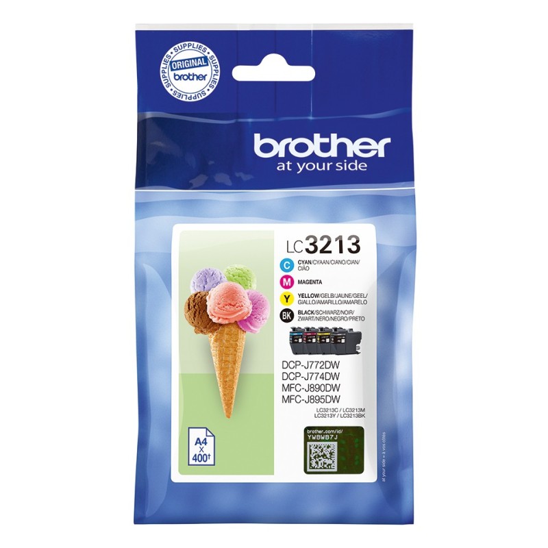 Brother LC3213VAL - Cartouches d'encre originales - noir, cyan, magenta, jaune, Rendement élevé , Noir, Cyan, Magenta, Jaune, 4 pièce, 400 pages, 400 pages, Multi pack