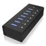 ICY BOX IB-AC618, USB 3.2 Gen 1 3.1 Gen 1 Type-B, USB 3.2 Gen 1 3.1 Gen 1 Type-A, 5000 Mbits, Noir, Aluminium, HDD, Énergie