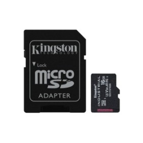 Kingston Carte 16GB microSDHC Industrielle C10 A1 pSLC + adaptateur SD, 16 Go, MicroSDHC, Classe 10, UHS-I, 100 Mos, 80 Mos