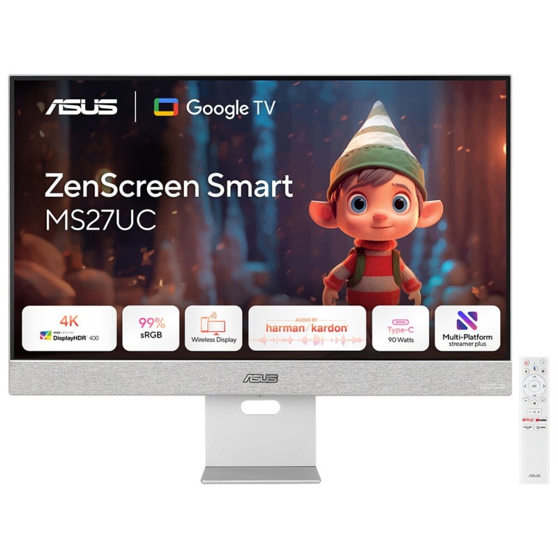 ASUS ZenScreen Smart Monitor MS27UC, 68,6 cm 27", 3840 x 2160 pixels, 4K Ultra HD, LCD, 5 ms, Gris