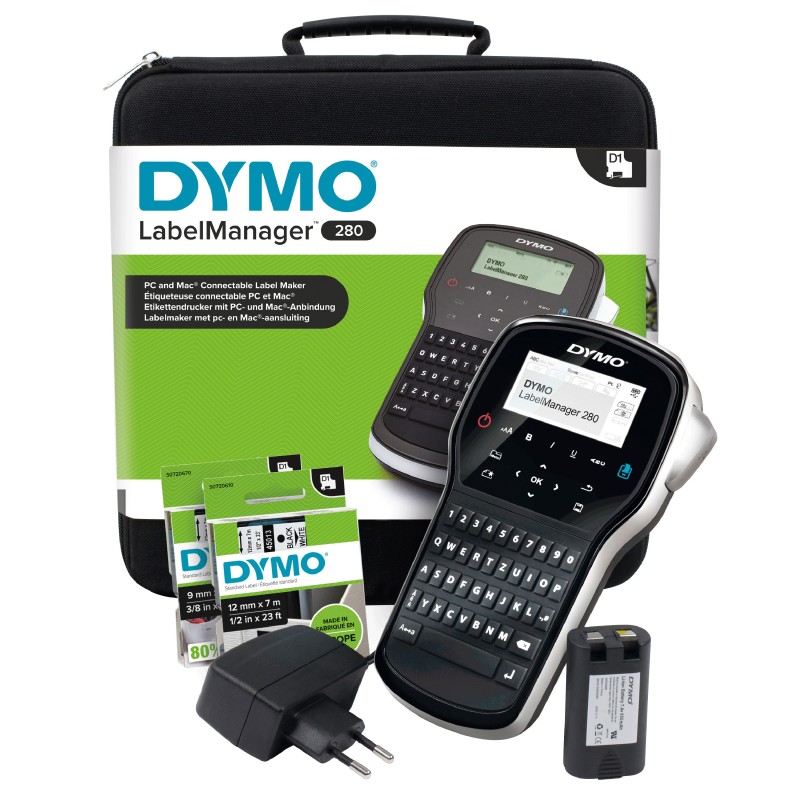 Dymo LabelManager ™ 280 QWERTZ Kitcase, QWERTZ, D1, Transfert thermique, Noir, Argent