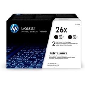 HP 26X LaserJet, lot de 2 cartouches de toner grande capacité authentiques, noir, 18000 pages, Noir, 2 pièce