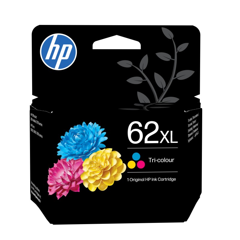 HP 62 cartouche d'encre trois couleurs authentique, Standard, Cyan, Magenta, Jaune, Encre à colorant, 4,5 ml, 1 pièce, Pack combo