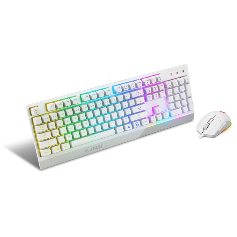 MSI S11-04DE305-CLA, Avec fil, USB, Clavier mécanique, QWERTZ, LED RGB, Blanc