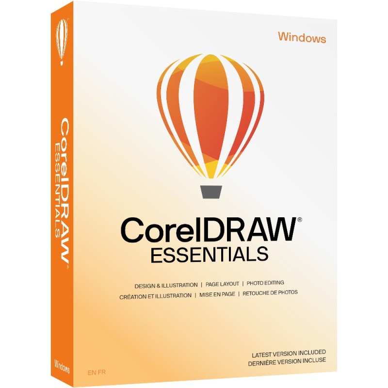 Corel Draw Essentials 2024, Éditeur graphique, Multilingue, 1 licence, Boîte, Essentials 2024, Windows 10, Windows 11