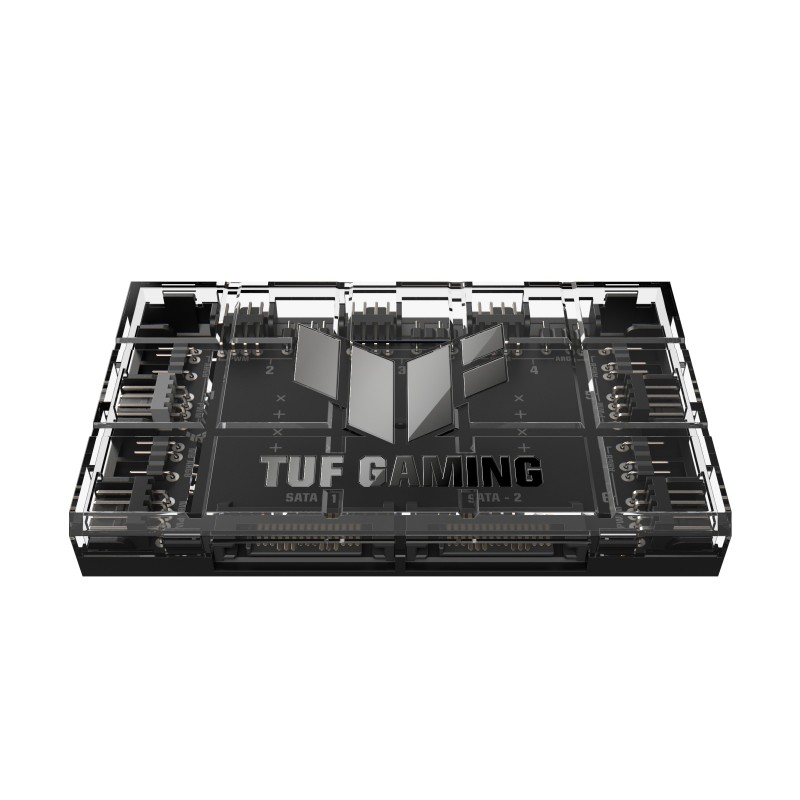ASUS TUF Gaming ARGB PWM Fan Hub, Contrôleur de ventilateur, Noir, 4 broches, SATA, 115 mm, 69 mm