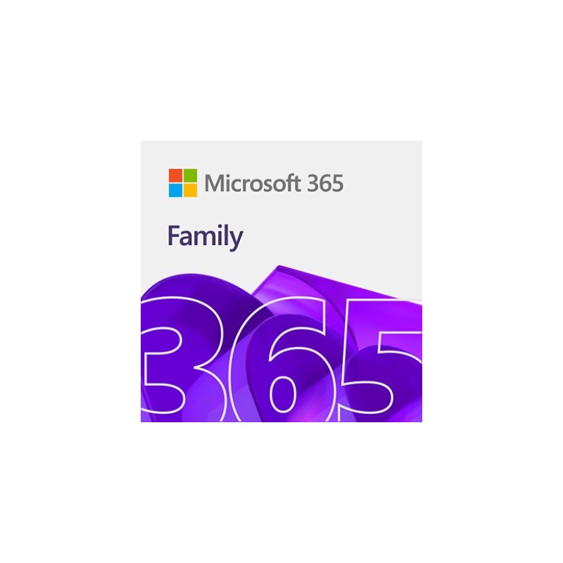 Microsoft Office 365 Family, Office suite, 1 licence, 1 année, Téléchargement électronique de logiciel, Multilingue, Téléchargement