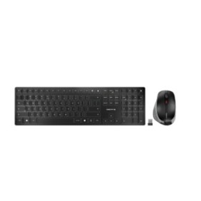 Cherry DW 9500 SLIM, Sans fil, RF sans fil + Bluetooth, Commutateur de touche « ciseaux », AZERTY, Noir, Gris, Souris incluse