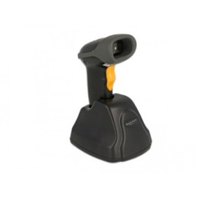 Delock Scanner de code-barres 2,4 GHz 1D et 2D avec station de chargement - 5 Langues, Lecteur de code barre portable, 1D2D, CMOS, Codabar, Code 128, EAN-13, EAN-8, PDF417, Code 39, Lecture code datamatrix, 640 x 480 pixels