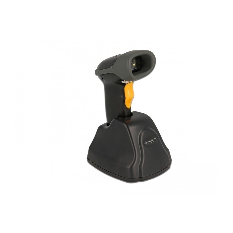 Delock Scanner de code-barres 2,4 GHz 1D et 2D avec station de chargement - 5 Langues, Lecteur de code barre portable, 1D2D, CMOS, Codabar, Code 128, EAN-13, EAN-8, PDF417, Code 39, Lecture code datamatrix, 640 x 480 pixels