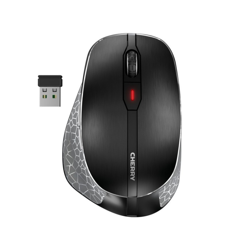 Cherry MW 8C ERGO, Droitier, Optique, RF sans fil + Bluetooth, 3000 DPI, Noir, Gris