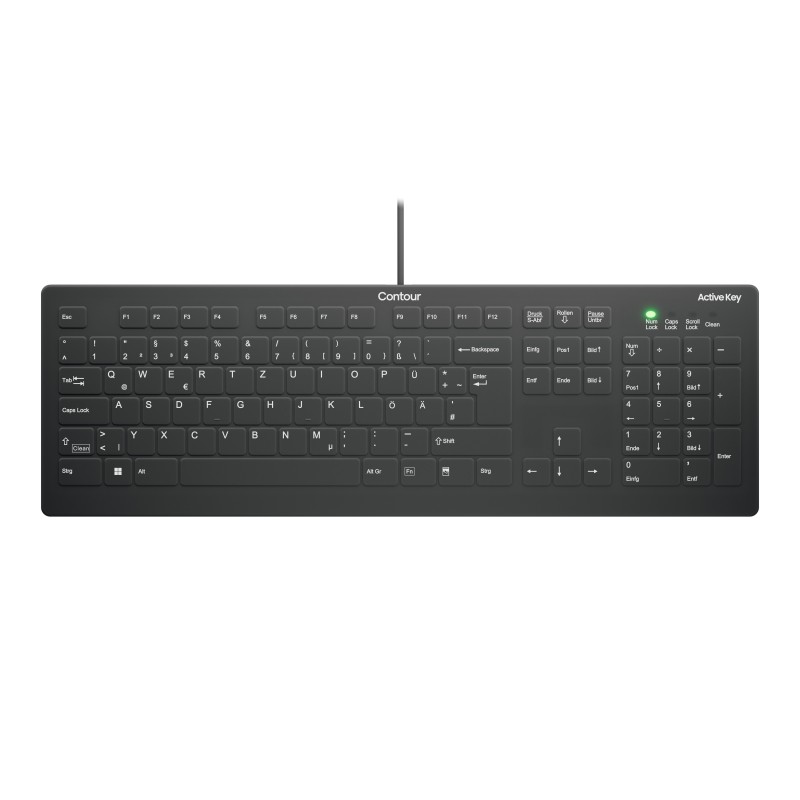 Cherry Contour Design Active Key AK-C8112, Taille réelle 100 %, Avec fil, USB, Commutateur de touche « ciseaux », QWERTZ, Noir