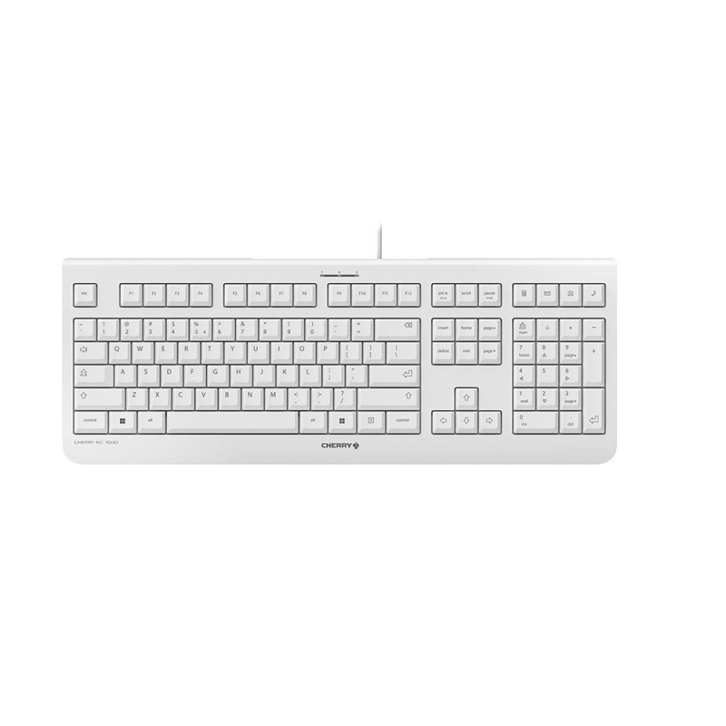 Cherry KC 1000, Taille réelle 100 %, Avec fil, USB, QWERTY, Gris