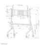 Neomounts FL50-575BL1 Support au sol mobile pour écran 65-115" - installation rapide - TÜV, Noir, Panierchariot multimédia, Acier, 125 kg, 165,1 cm 65", 2,92 m 115