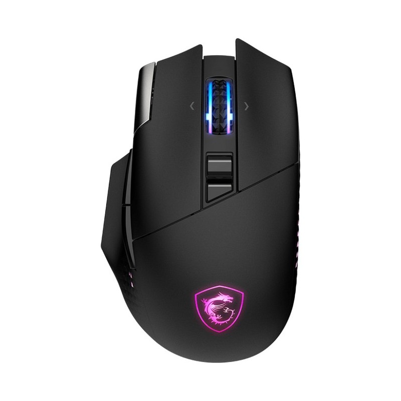 MSI S12-4301370-CLA, Droitier, Optique, RF Wireless + Bluetooth + USB Type-A, 26000 DPI, 1 ms, Noir